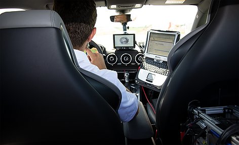 imc BRAKEApp und Messsystem im Inneren des Fahrzeugs